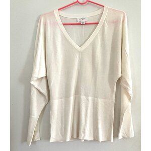 Off-White V-neck Lightweight Sweater Bell Sleeve LOFT by Anne Taylor Size M